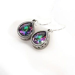 NWOT Droplet Design Colorful Artificial Crystal Dangle Earrings European Style